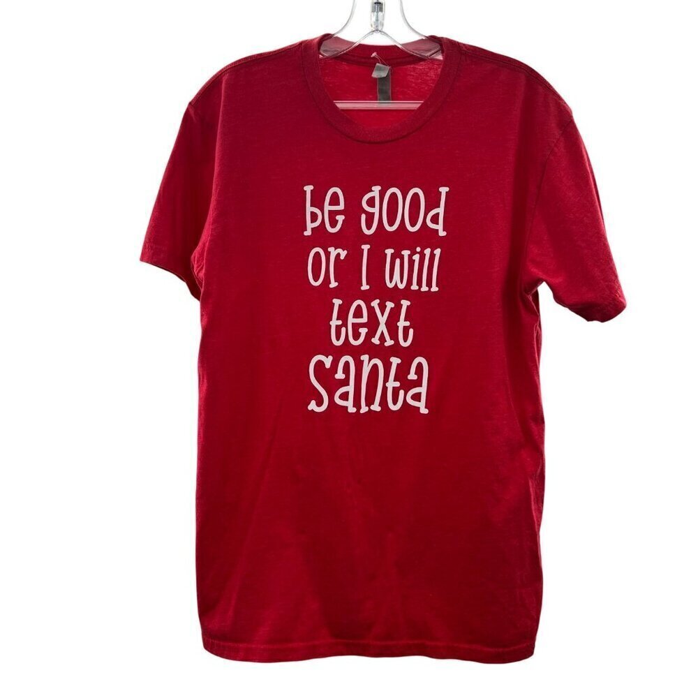 Next Level Apparel Women's Santa T-Shirt Red/White Size Medium